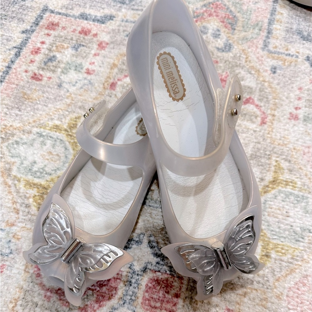 Mini Melissa Silver, Gold pearlescent butterfly shoe